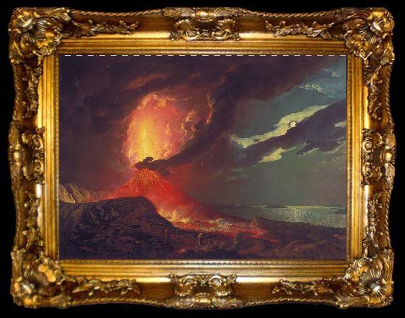 framed  Joseph wright of derby Vesuvius in Eruption, with a View over the Islands in the Bay of Naples, ta009-2